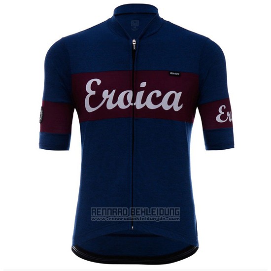 2018 Fahrradbekleidung Eroica Vino Dunkel Blau Trikot Kurzarm und Tragerhose - zum Schließen ins Bild klicken